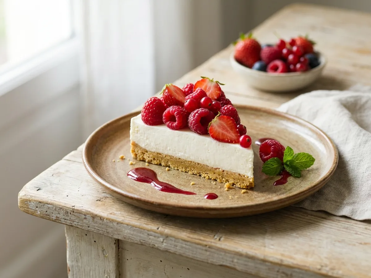 Cheesecake aux fruits rouges sans sucre