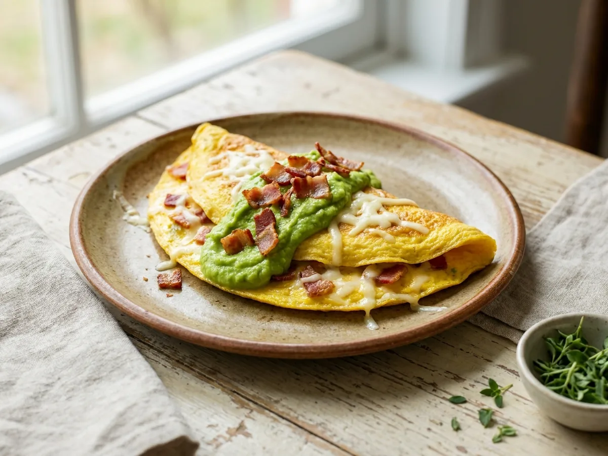 Omelette à la purée d’avocat