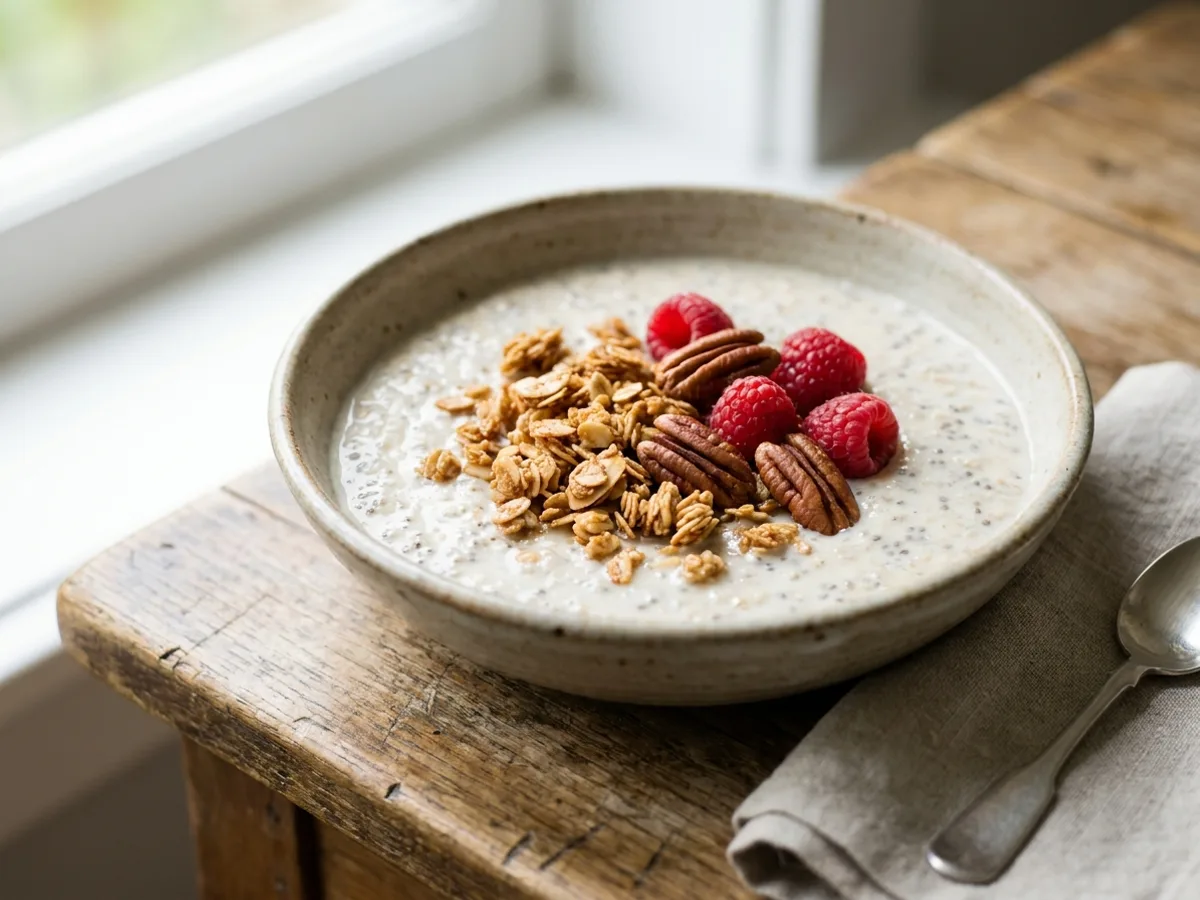 Porridge keto aux framboises